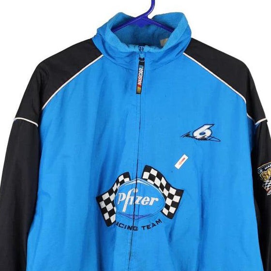 Vintage blue Checkered Flag Jacket - mens large