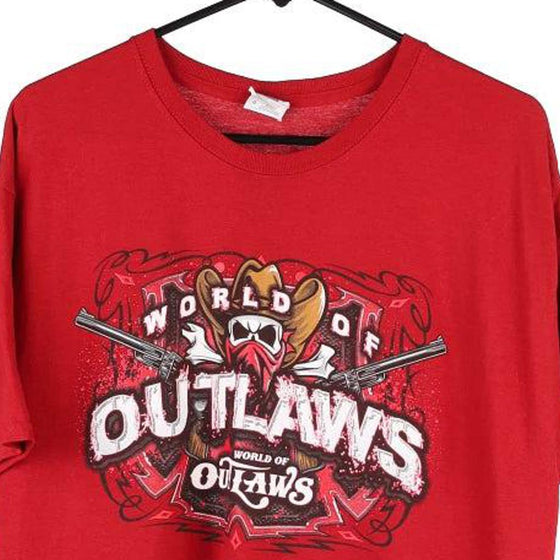 Vintage red World of Outlaws Jerzees T-Shirt - mens large