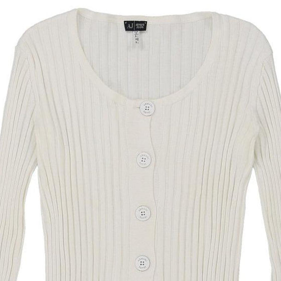 Armani Jeans Long Sleeve Top - Medium White Cotton