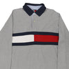 Vintage grey Tommy Hilfiger Long Sleeve Polo Shirt - mens large