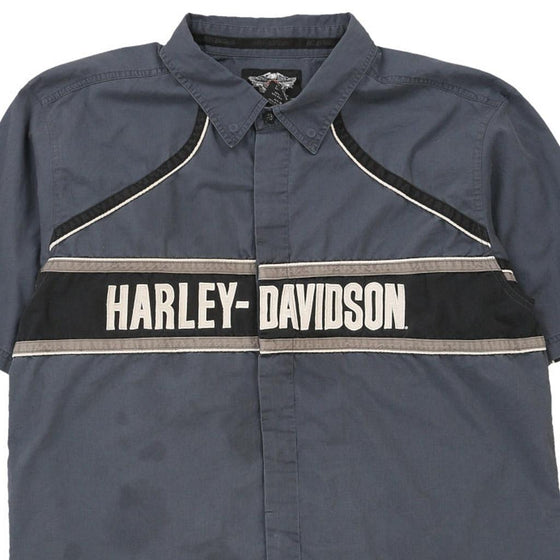 Vintage blue Harley Davidson Short Sleeve Shirt - mens xxxxx-large