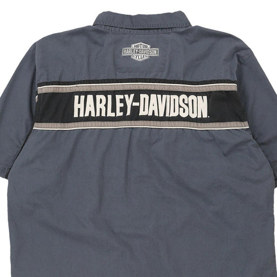 Vintage blue Harley Davidson Short Sleeve Shirt - mens xxxxx-large