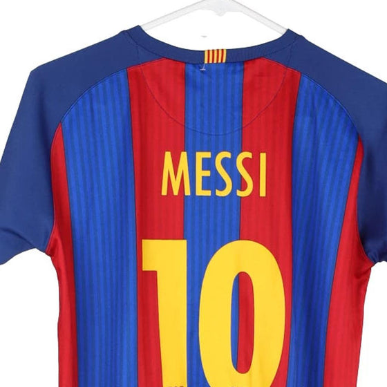 Vintage blue Age 14 FC Barcelona Messi Replica Football Shirt - boys small