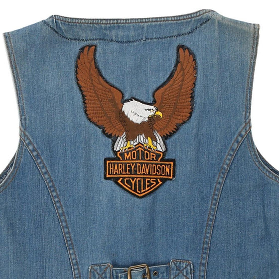 Vintage blue Harley Davidson Team Team Waistcoat - womens x-large