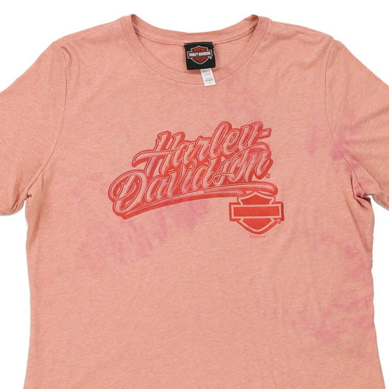 Pre-Loved pink Rockford, Illinois Harley Davidson T-Shirt - womens large