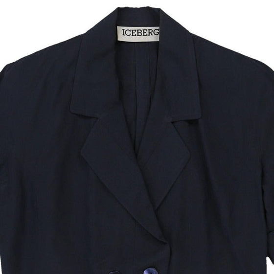 Iceberg Cropped Blazer - Large Navy Silk Blend