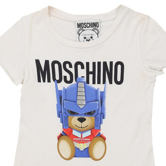 Age 8-10 Moschino Graphic T-Shirt - Small White Cotton