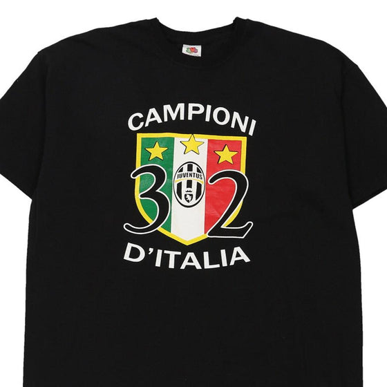 Vintage black Juventus FC Fruit Of The Loom T-Shirt - mens x-large