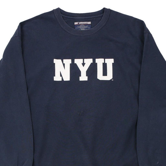 Vintage navy Reversed Weave NYU Champion Sweatshirt - mens x-large