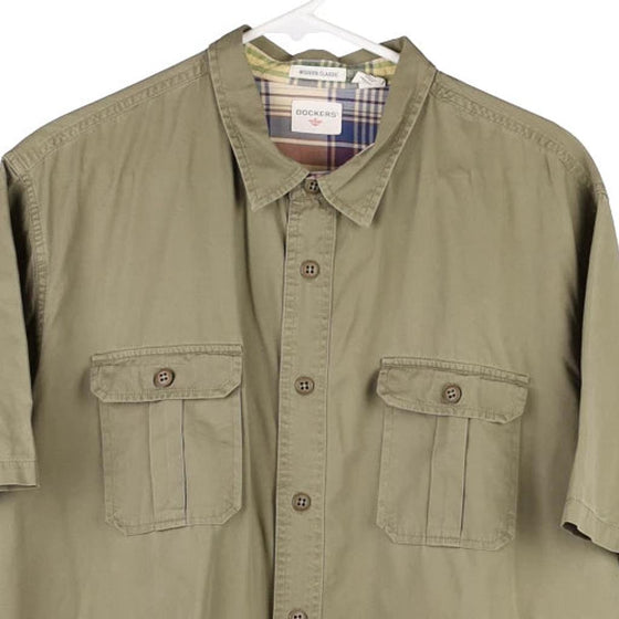 Vintage khaki Dockers Short Sleeve Shirt - mens x-large