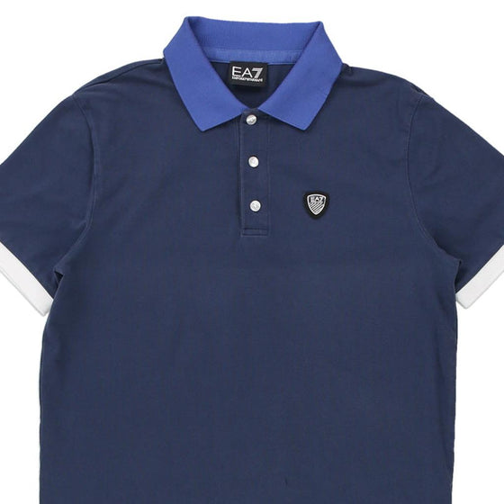 Ea7 Polo Shirt - Medium Navy Cotton Blend