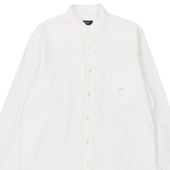 Burberry London Collarless Shirt - Large White Cotton