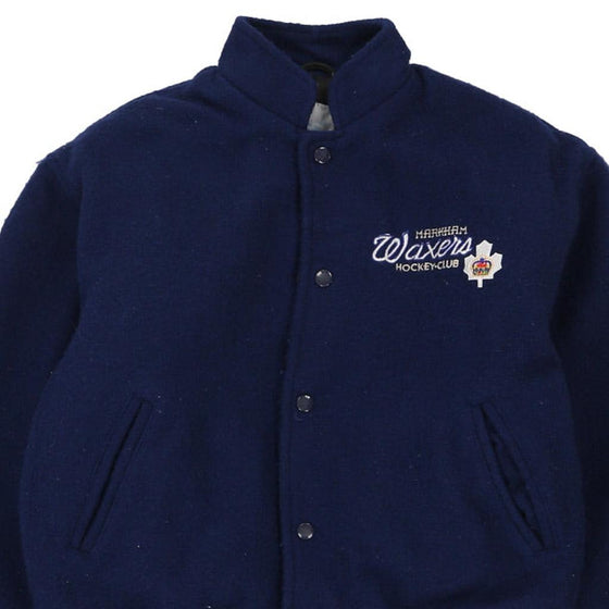 Vintage navy Waxers Hockey Club Ironhead Varsity Jacket - mens x-small