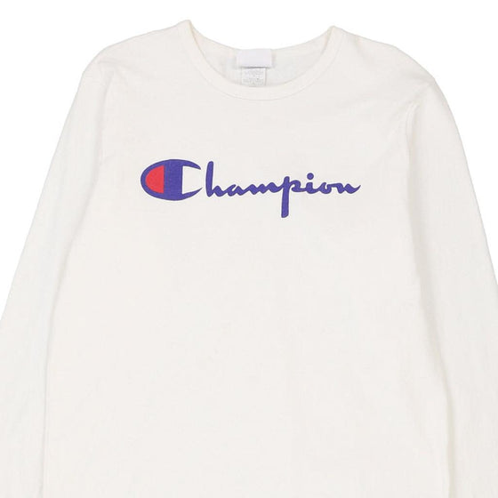 Vintage white Champion Long Sleeve T-Shirt - mens large