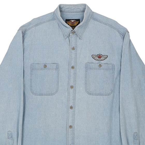 Vintage blue Milwaukee, Wisconsin Harley Davidson Denim Shirt - mens x-large