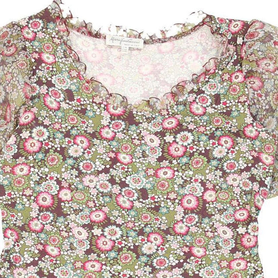 Mario Fucci Cecconi Floral Blouse - Medium Green Viscose Blend - Thrifted.com