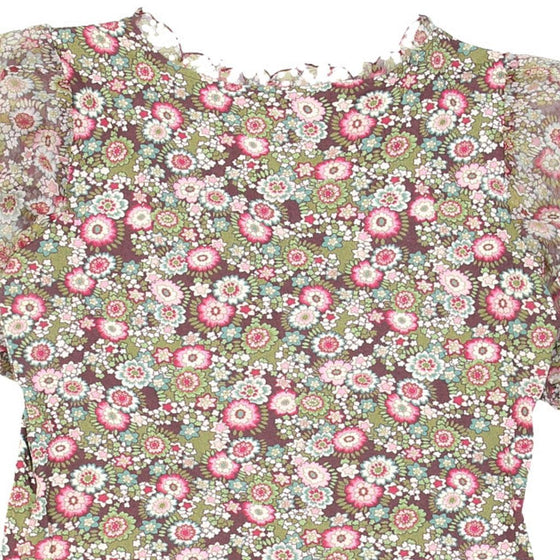 Mario Fucci Cecconi Floral Blouse - Medium Green Viscose Blend - Thrifted.com