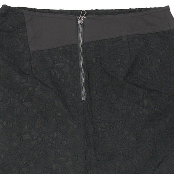 Edith Heim Midi Skirt - 28W UK 8 Black Polyester Blend - Thrifted.com