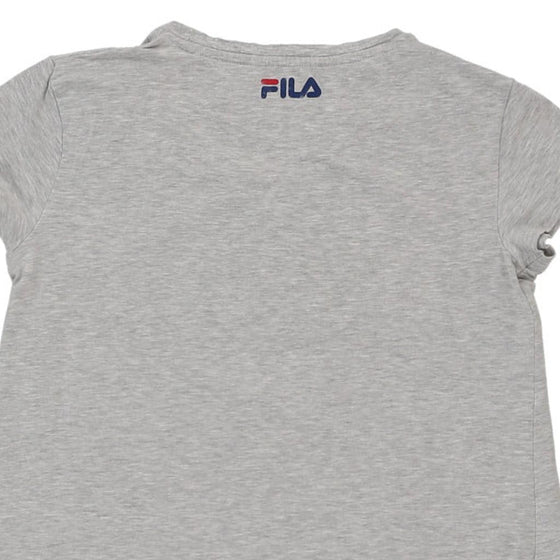 Fila Spellout T-Shirt - Small Grey Cotton - Thrifted.com