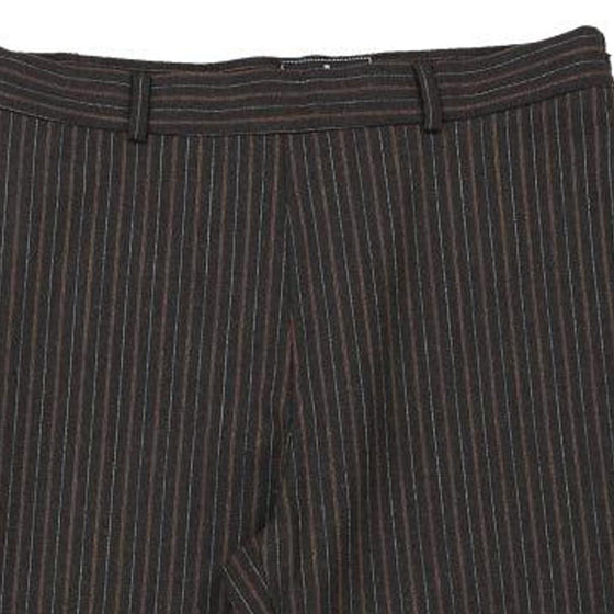 Les Copains Striped Trousers - 32W UK 14 Brown Cotton