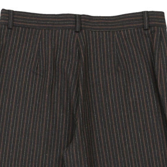 Les Copains Striped Trousers - 32W UK 14 Brown Cotton