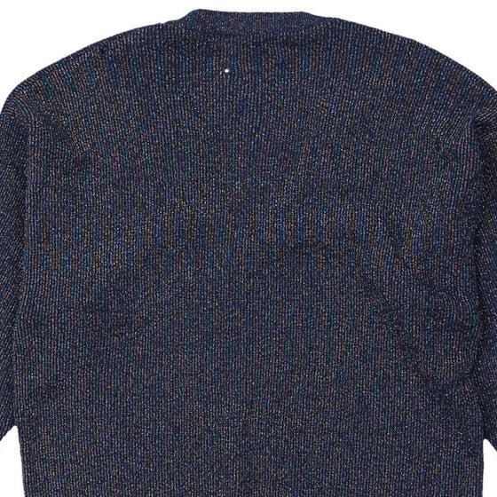 Benetton V-neck Jumper - Medium Blue Cotton