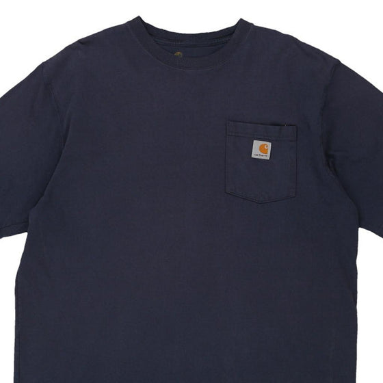 Pre-Loved navy Carhartt T-Shirt - mens large