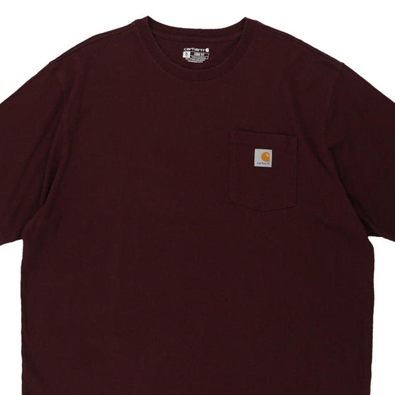 Pre-Loved burgundy Carhartt T-Shirt - mens x-large