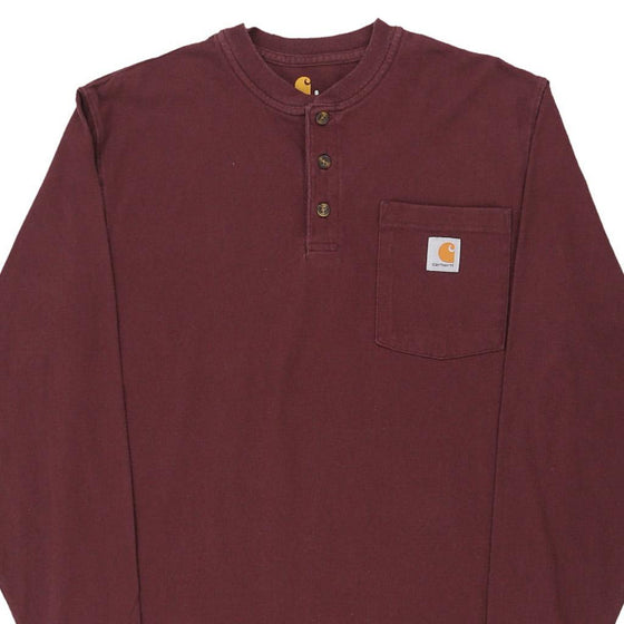 Pre-Loved burgundy Carhartt Long Sleeve T-Shirt - mens small