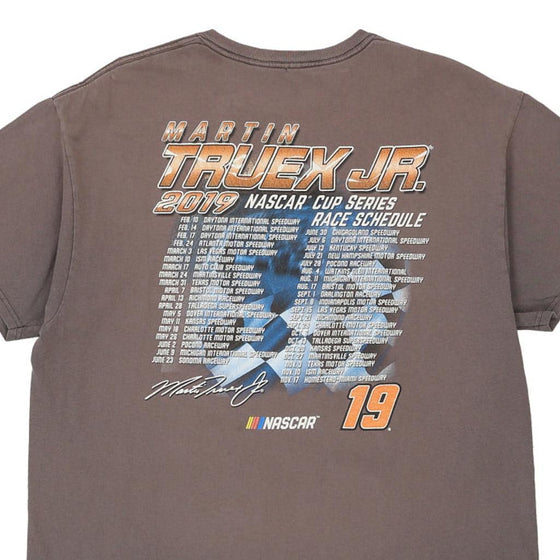 Vintage brown Martin Truex Jr. 19 Joe Gibbs Racing T-Shirt - mens x-large