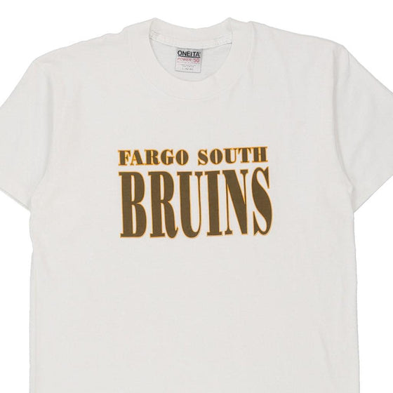 Vintage white Single Stitch Fargo South Bruins Oneita T-Shirt - mens large