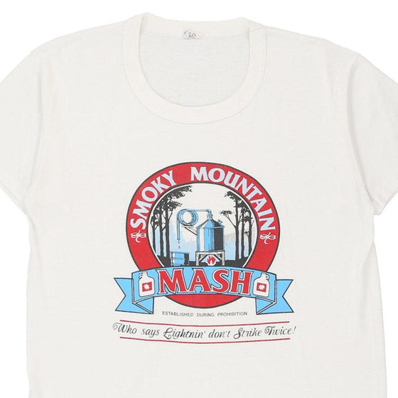 Vintage white Single Stitch Smoky Mountain Mash Miracle Benches T-Shirt - womens medium