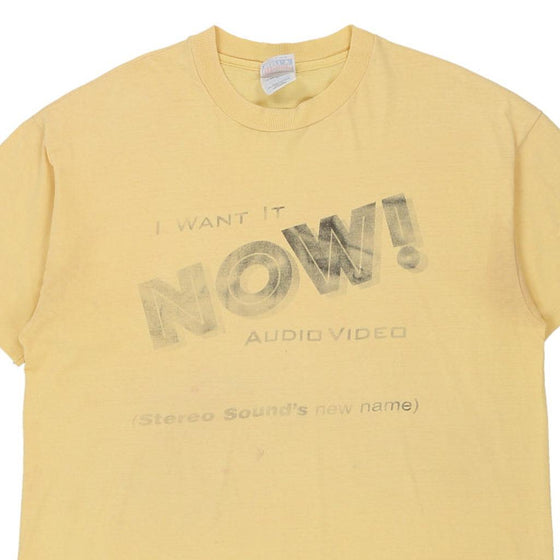 Vintage yellow Single Stitch Made in USA I Want It Now Hanes T-Shirt - mens x-large