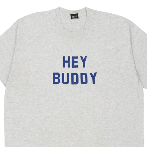 Vintage grey Single Stitch Made in USA Hey Buddy Screen Stars T-Shirt - mens xx-large