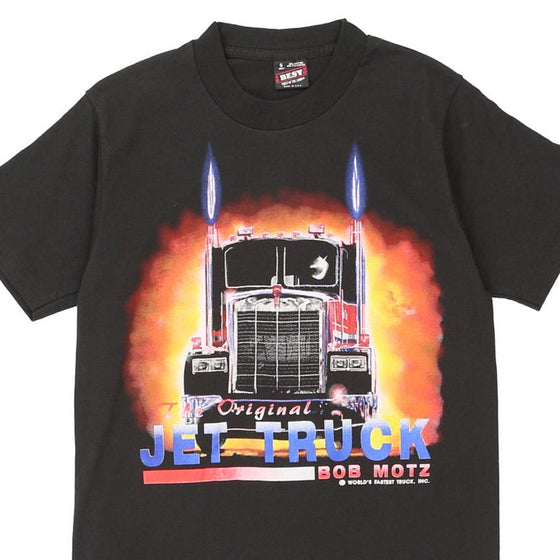 Vintage black Single Stitch Jet Truck Bob Motz Screen Stars T-Shirt - mens large