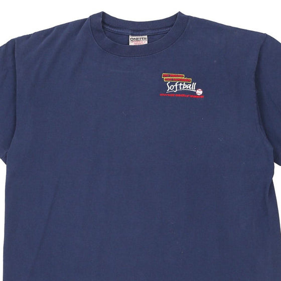 Vintage navy Single Stitch Softball Oneita T-Shirt - mens large