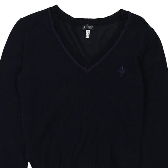 Armani Jeans V-neck Jumper - Medium Navy Wool Blend