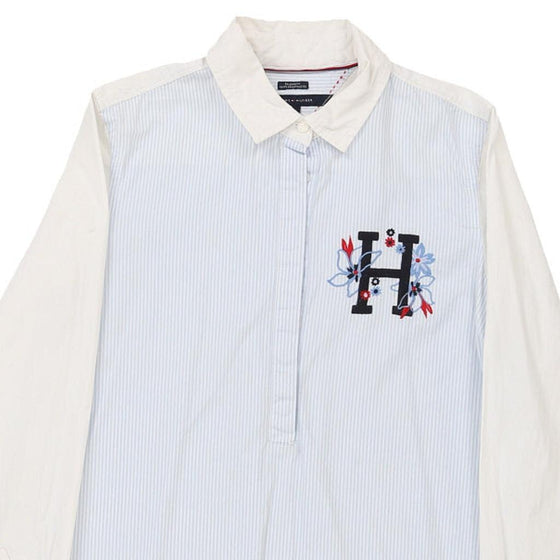 Tommy Hilfiger Embroidered Shirt - XS Blue Cotton