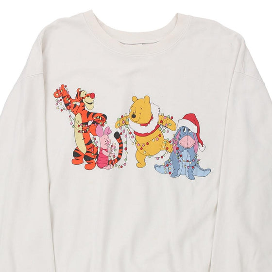 Vintage white Winnie The Pooh Disney Sweatshirt - mens large