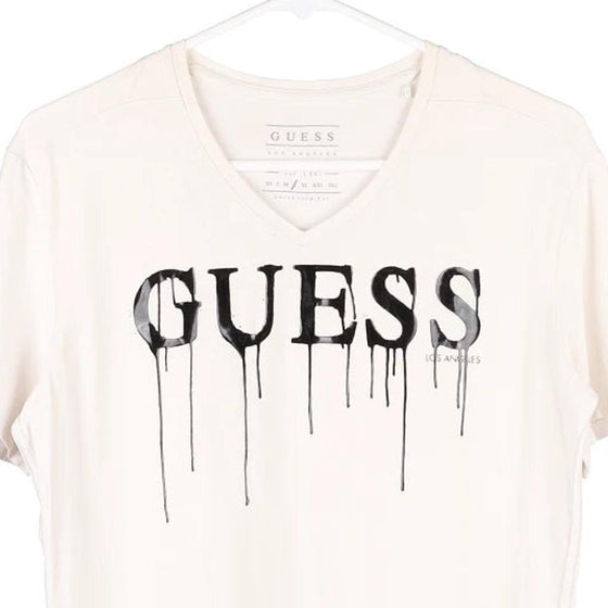 Pre-Loved white Guess T-Shirt - mens large