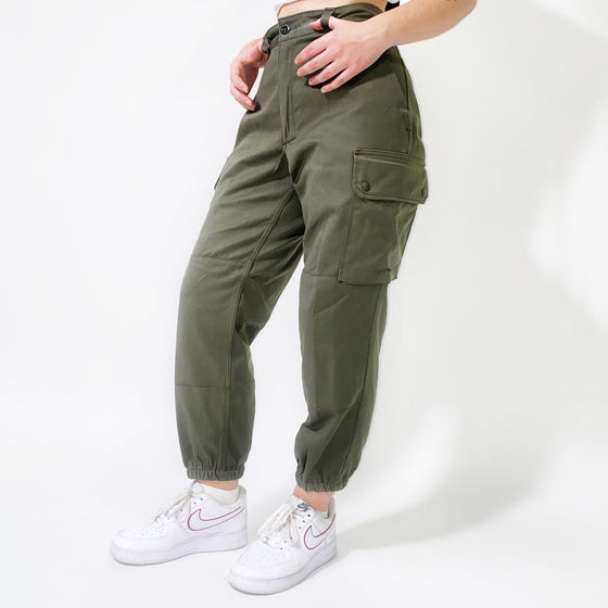 Vintage Double Knee Unbranded Cargo Trousers - 32W UK 12 Khaki Cotton cargo trousers Unbranded   