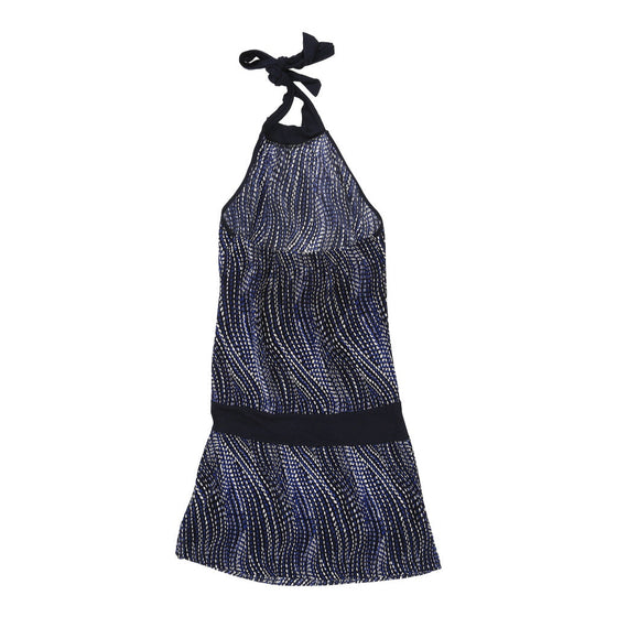 Vintage Unbranded Halterneck Dress - Large Blue Viscose halterneck dress Unbranded   