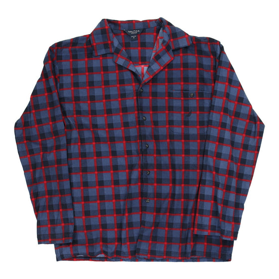 Vintage Nautica Check Shirt - Medium Blue Polyester check shirt Nautica   