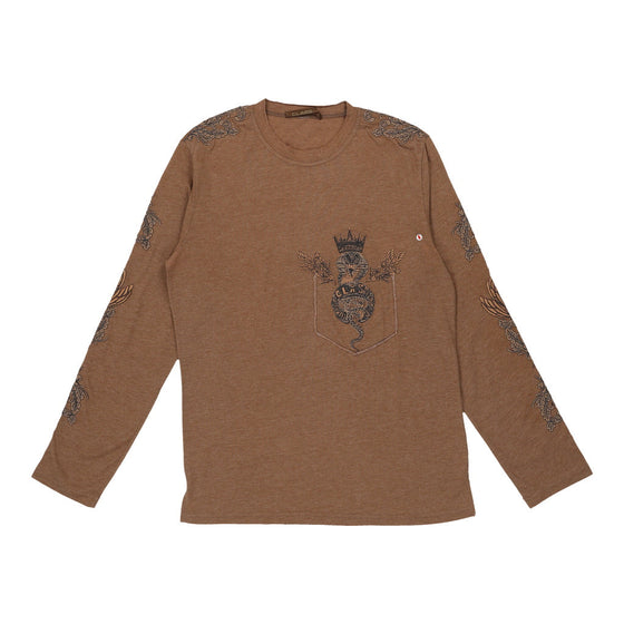 Vintage Cavalli Class Long Sleeve T-Shirt - XL Brown Cotton long sleeve t-shirt Cavalli Class   