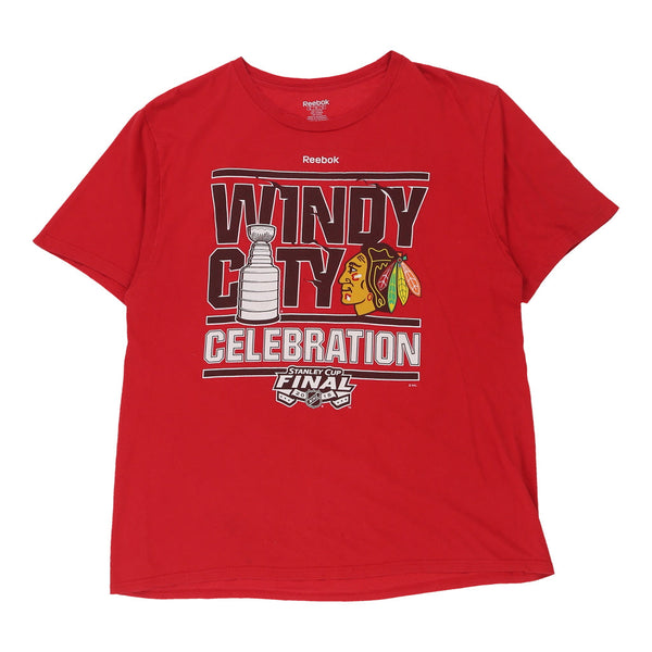 Chicago Blackhawks 2015 Stanley Cup T Shirt Men's Large Short Sleeve Red  Cotton