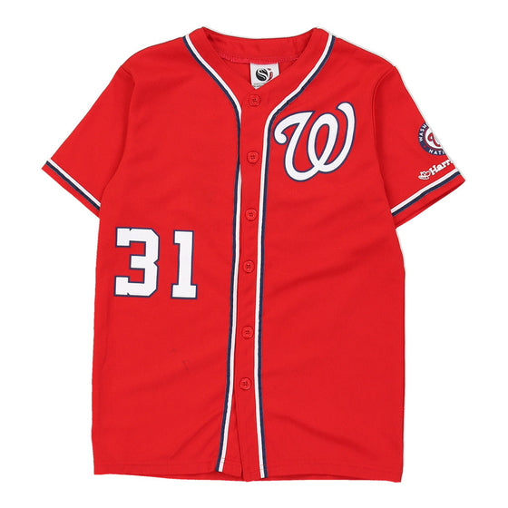 Men's Washington Nationals #31 Max Scherzer Navy Blue Jersey on